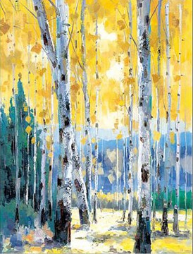 150の主題の芸術作品 Painting - ナイフによる赤黄色の木々の秋 13